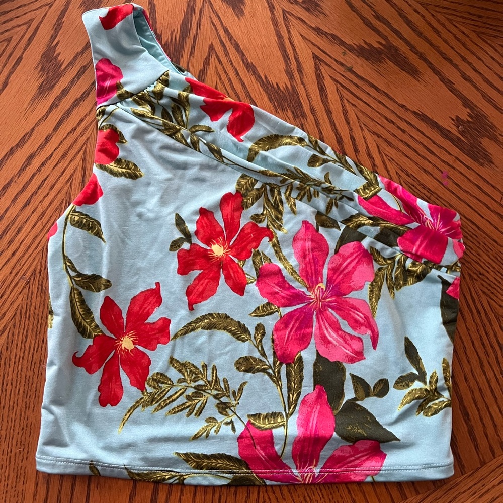 Guess flower crop top one shoulder